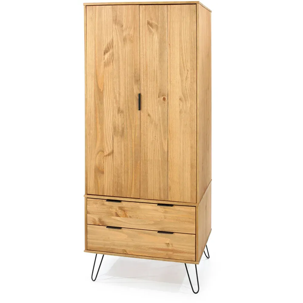 Augusta 2 Door 2 Drawer Wardrobe - Brown, Pine
