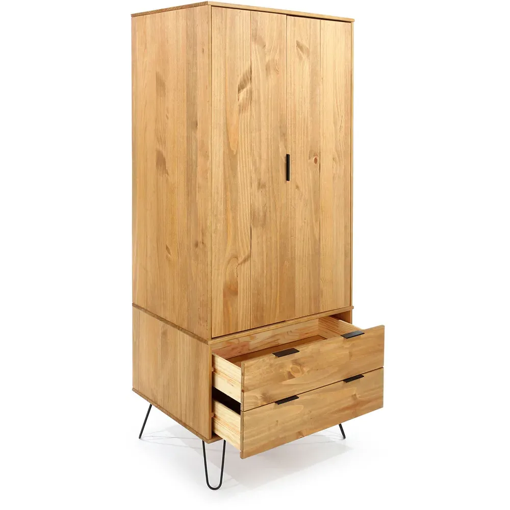 Augusta 2 Door 2 Drawer Wardrobe - Brown, Pine