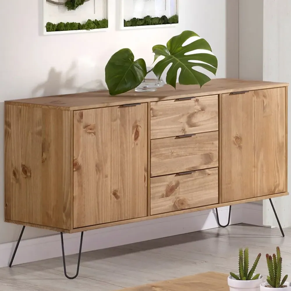 Augusta 2 Door 3 Drawer Sideboard - Brown, Pine