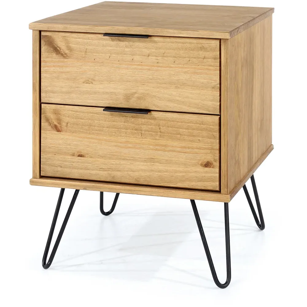 Augusta 2 Drawer Bedside Table - Brown, Pine