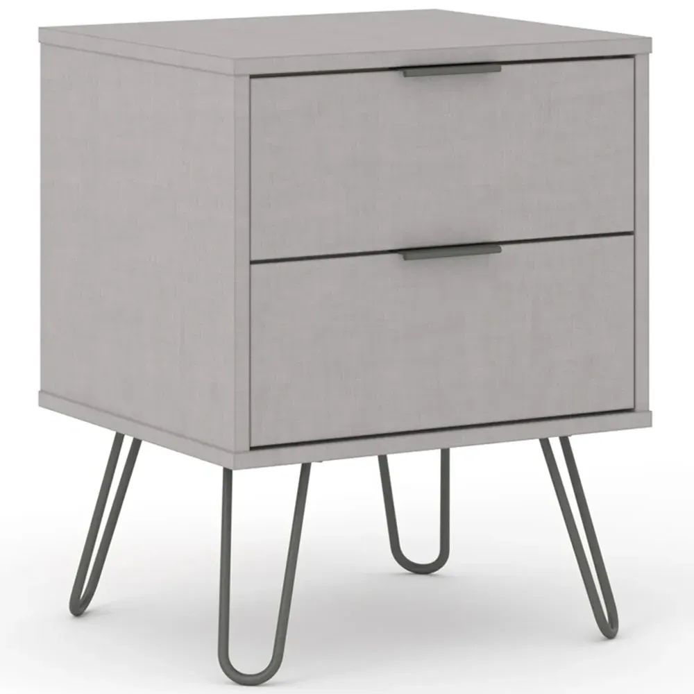 Augusta 2 Drawer Bedside Table - Grey