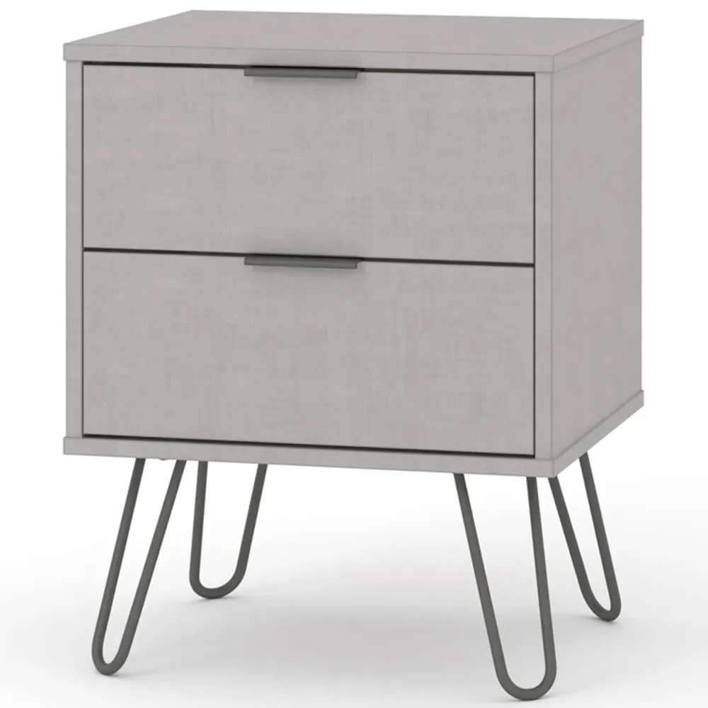 Augusta 2 Drawer Bedside Table - Grey