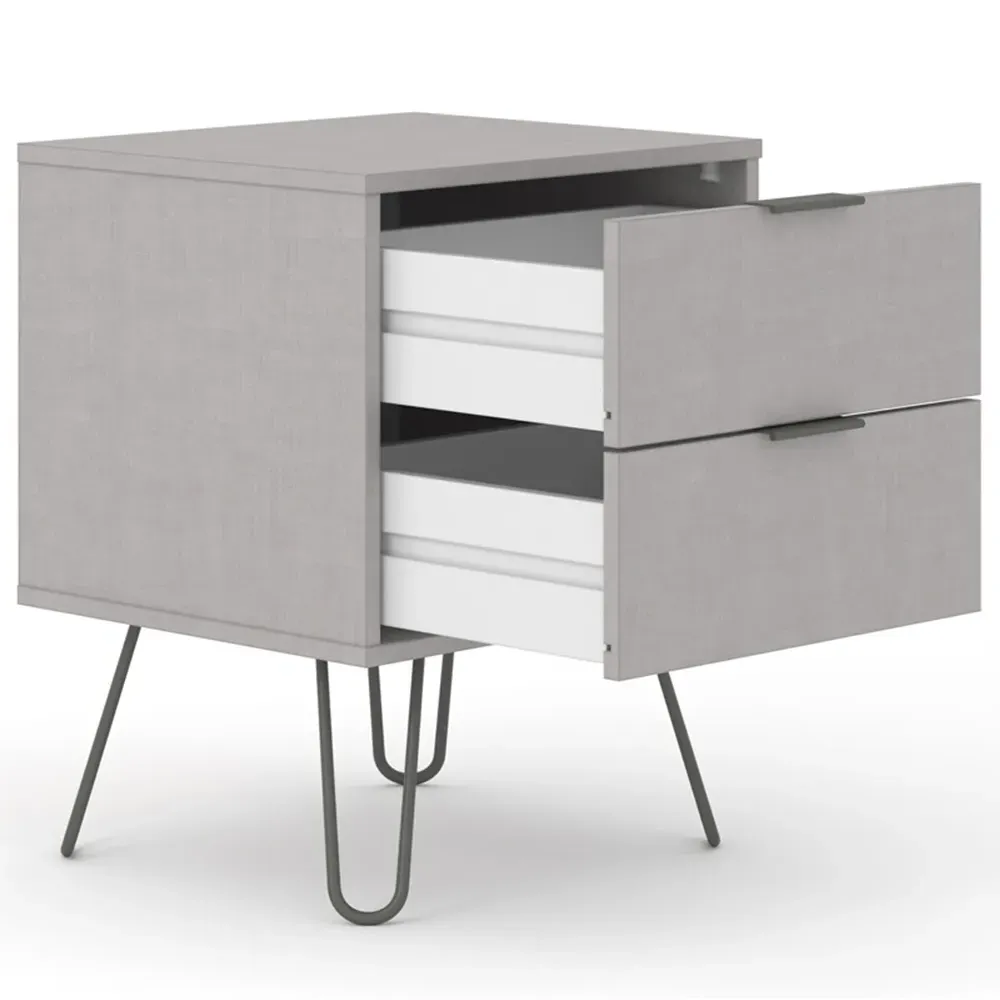 Augusta 2 Drawer Bedside Table - Grey