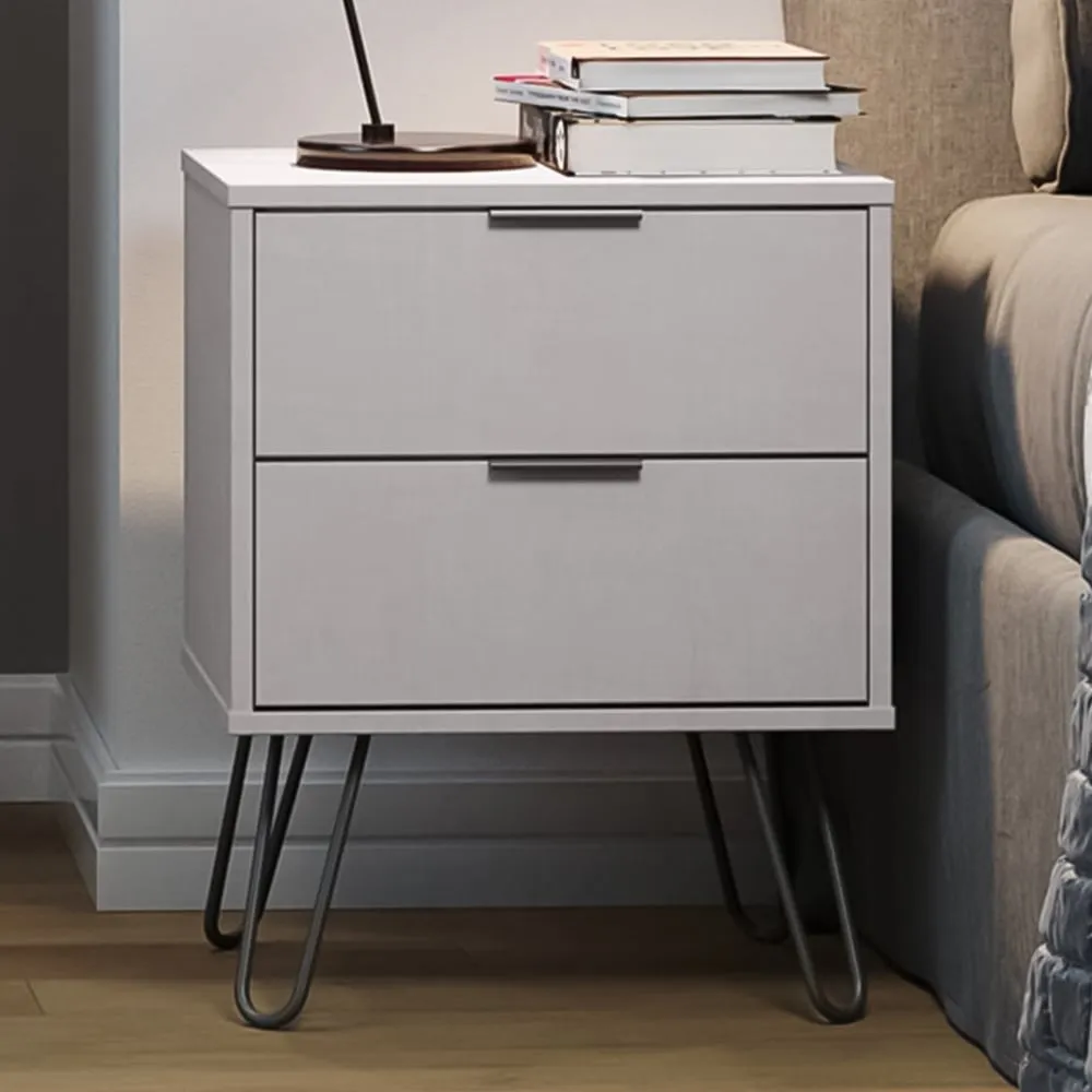 Augusta 2 Drawer Bedside Table - Grey image