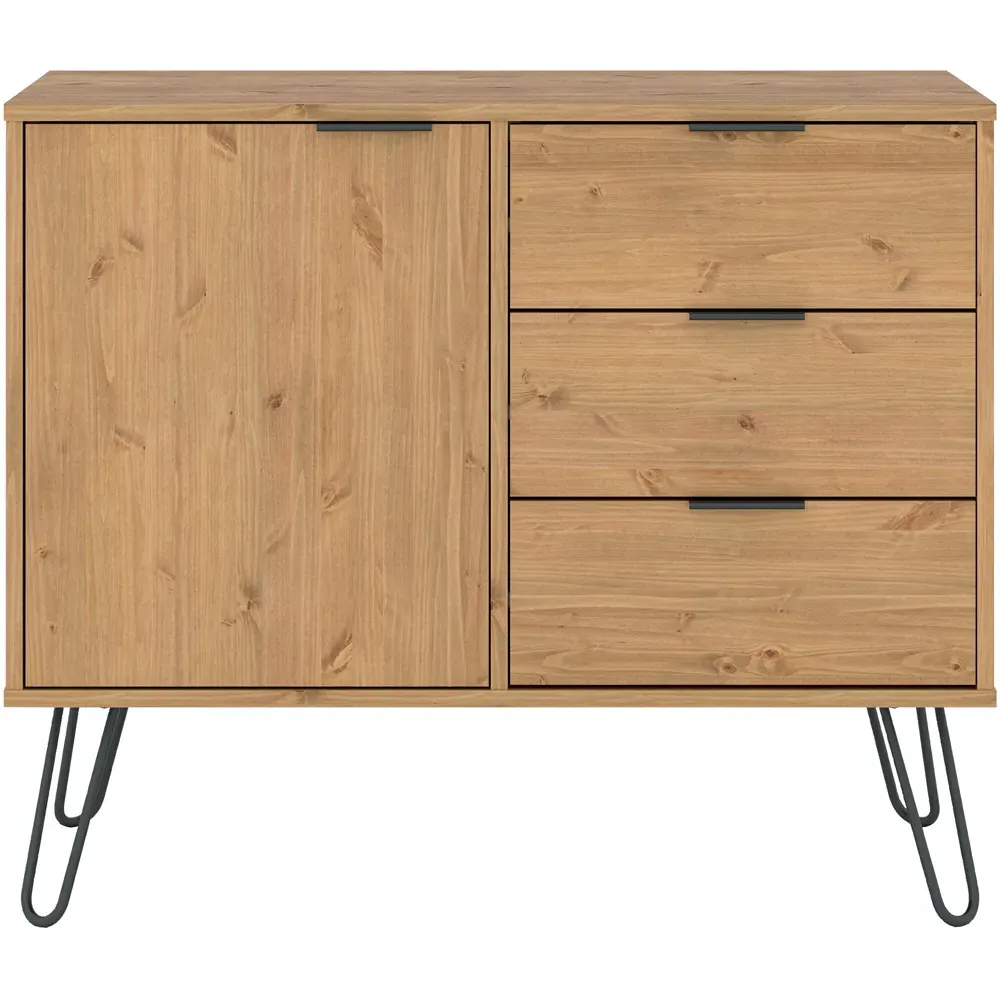 Augusta Single Door 3 Drawer Sideboard - Brown, Pine
