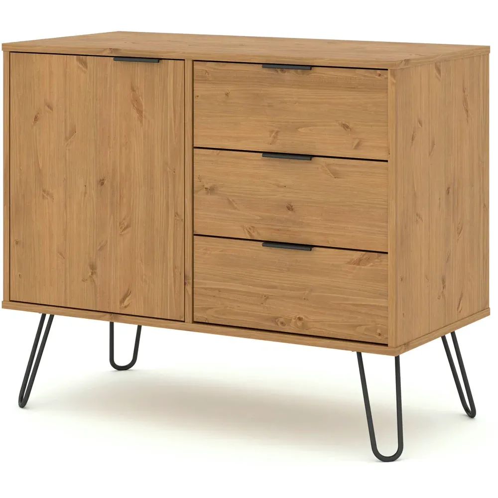 Augusta Single Door 3 Drawer Sideboard - Brown, Pine