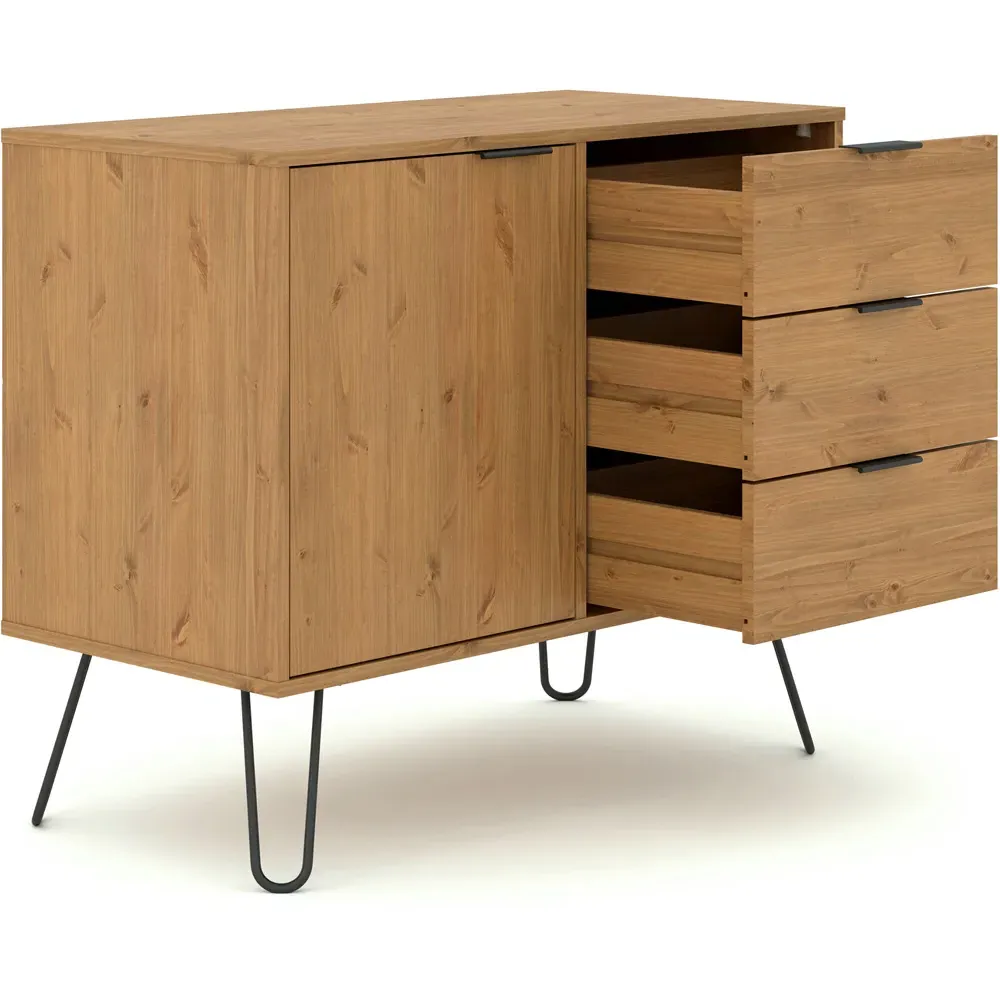 Augusta Single Door 3 Drawer Sideboard - Brown, Pine