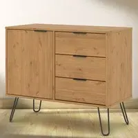 Augusta Single Door 3 Drawer Sideboard - Brown, Pine