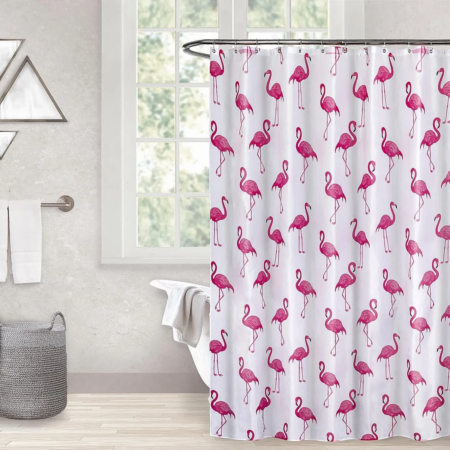 Aura Flamingo Shower Curtain - Pink, Polyester