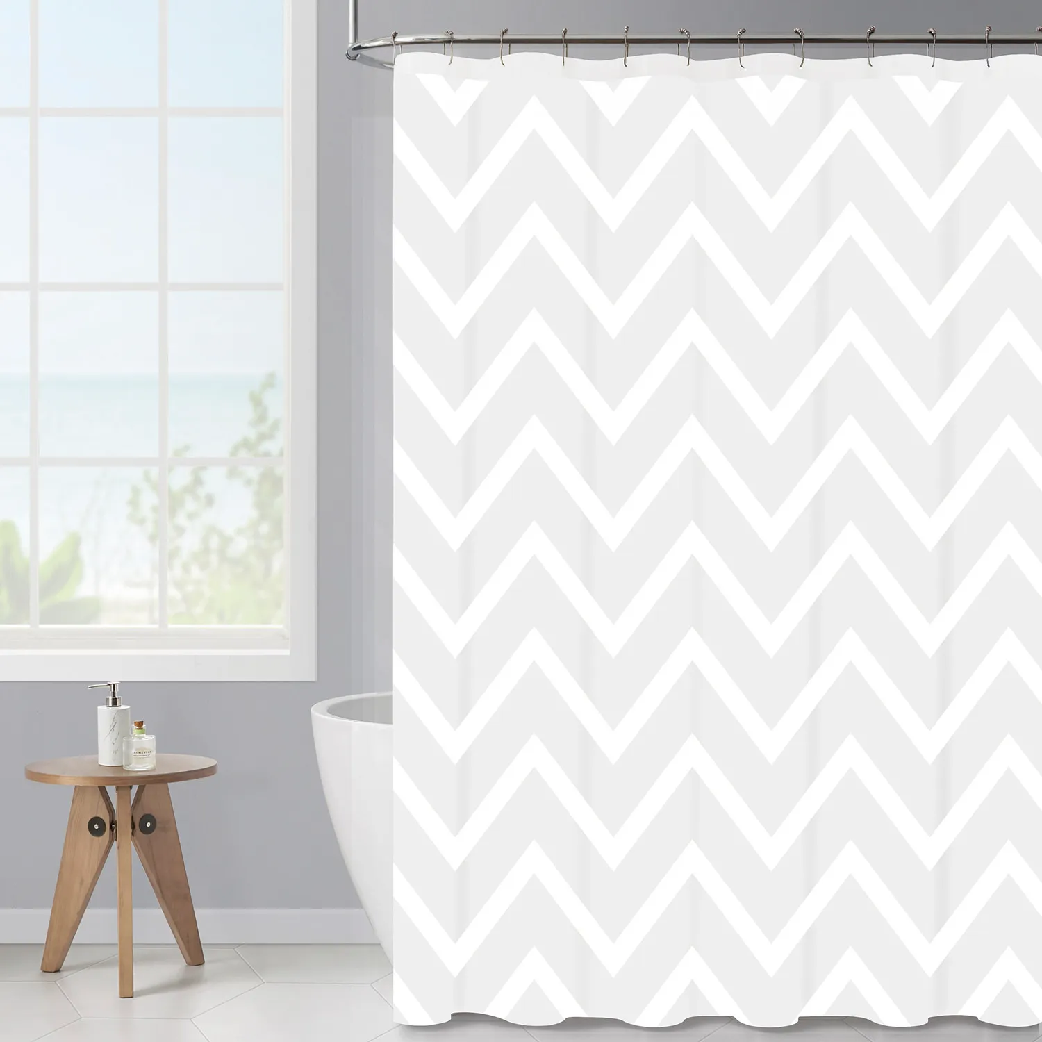 Aura Grey Zigzag Shower Curtain - Grey