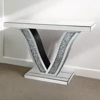 Aurora Crystal Mirrored Console Table - Silver
