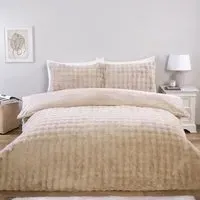 Aurora Double Faux Fur Duvet Set - Champagne