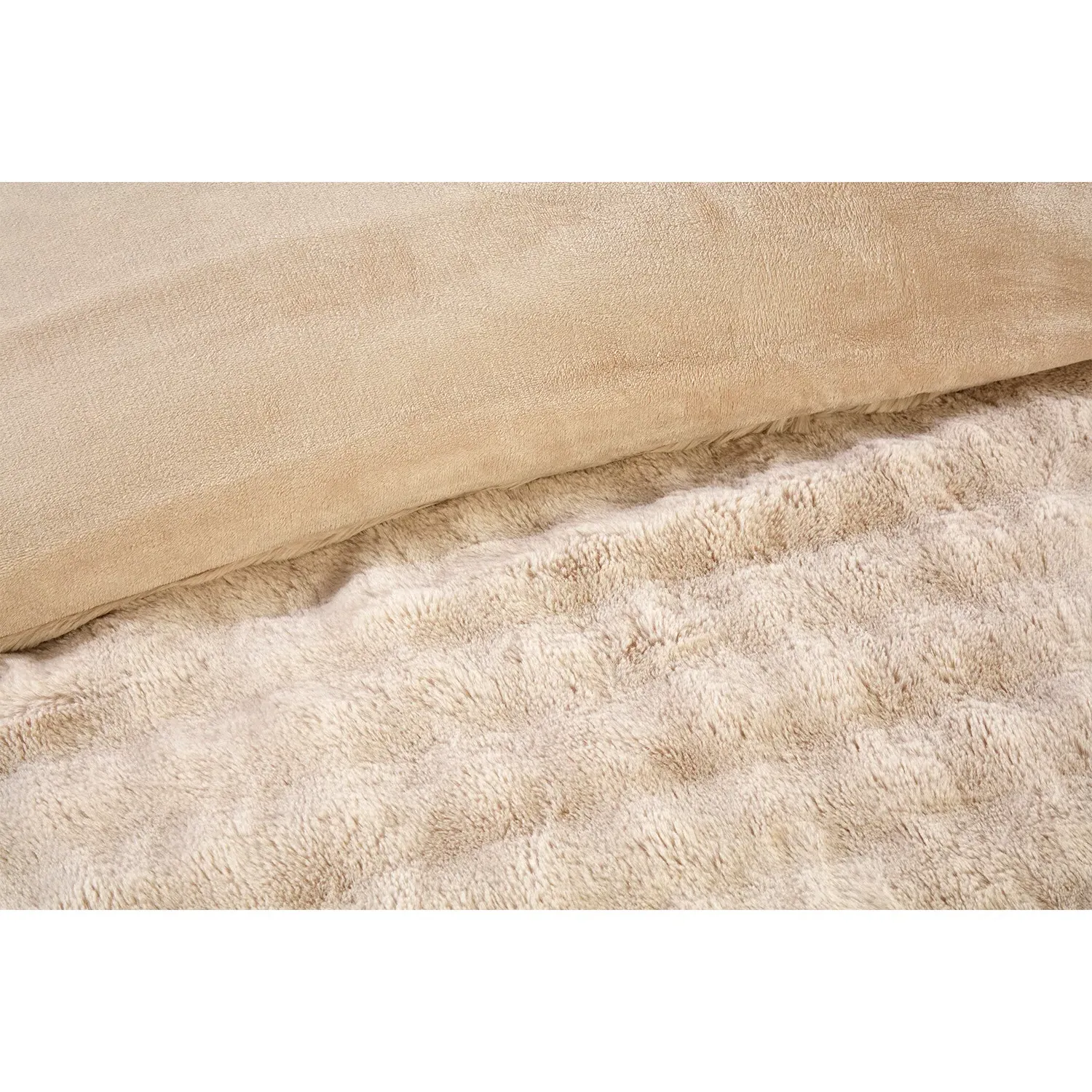 Aurora Single Faux Fur Duvet Set - Champagne