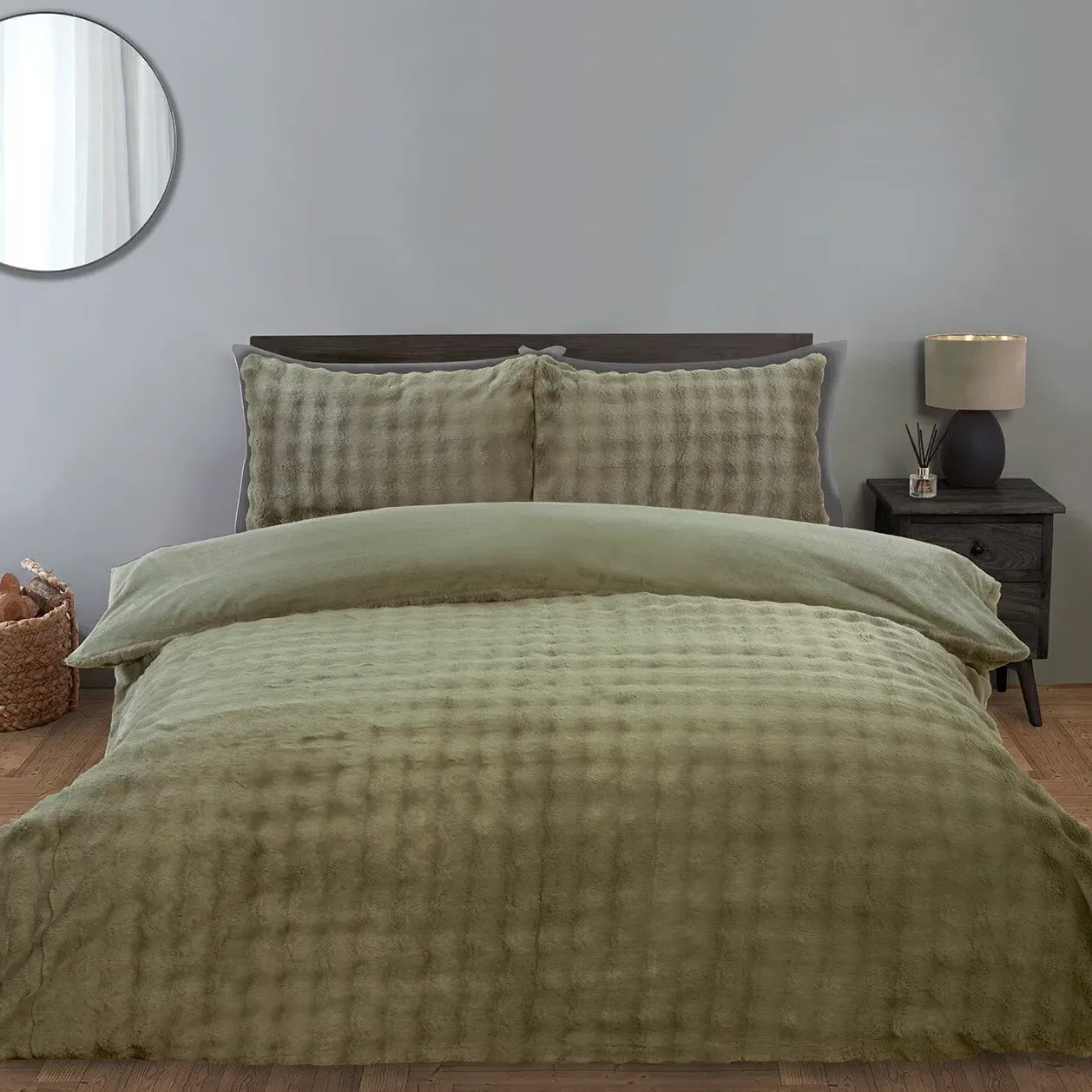 Aurora Single Faux Fur Duvet Set - Khaki image