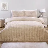 Aurora Super King Faux Fur Duvet Set - Champagne