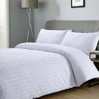 Autograph Super King Seersucker Duvet Set - White, Polycotton