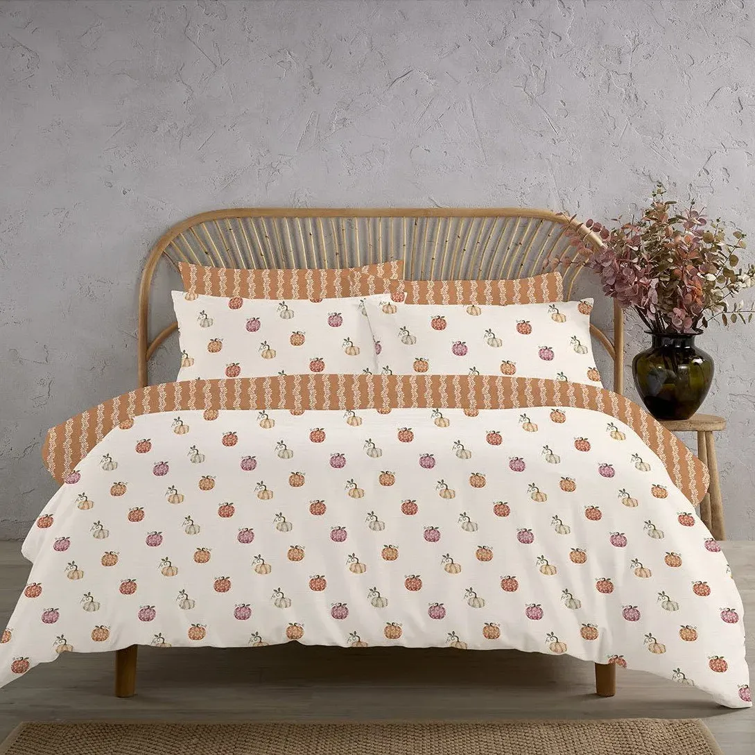 Autumn Pumpkins King Size Duvet Set - Multicolour, Polycotton