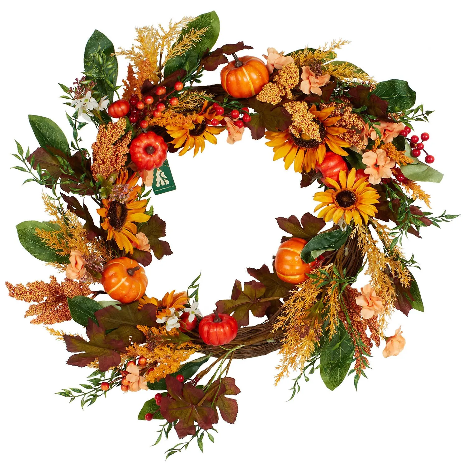 Autumnal Sunflower Pumpkin Wreath - Multicolour image