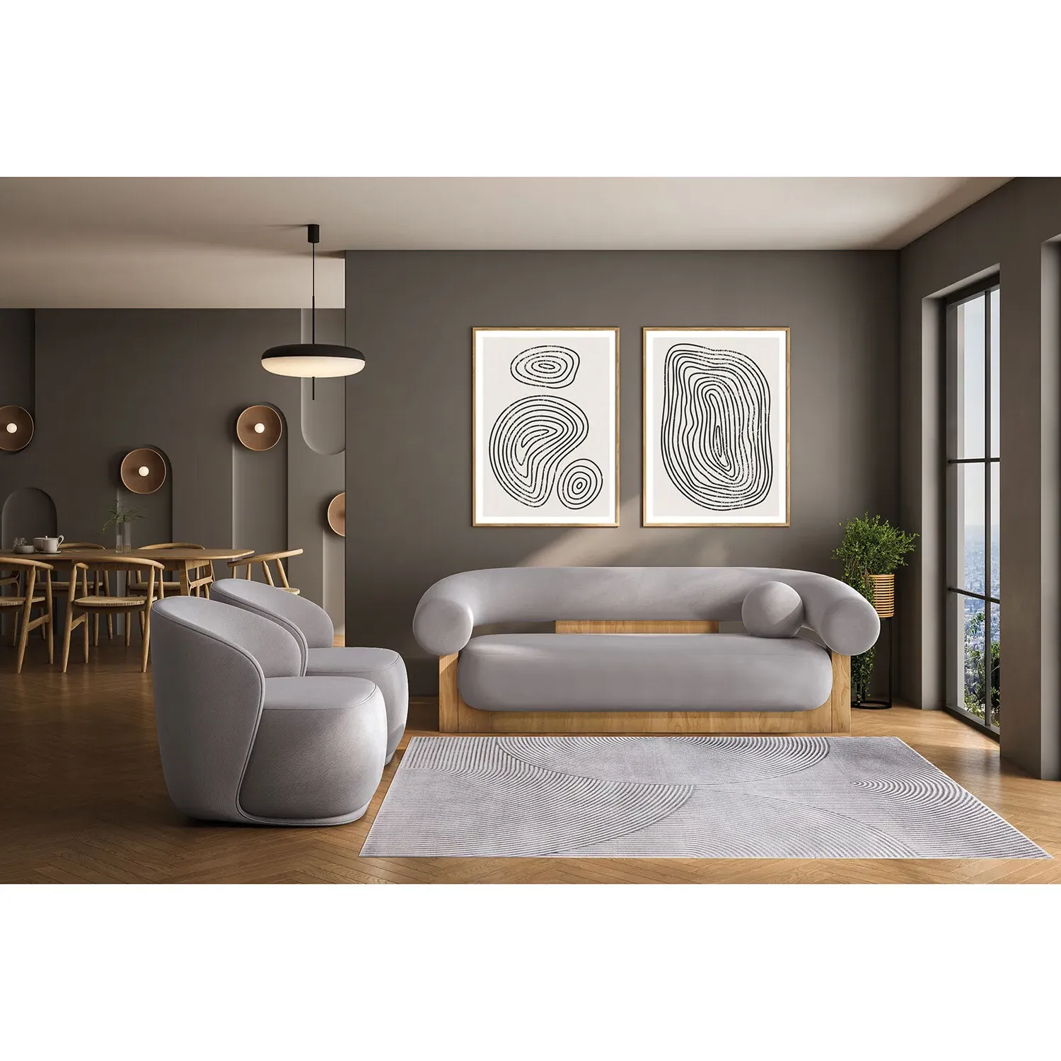 Avery Arch Rug - Charcoal