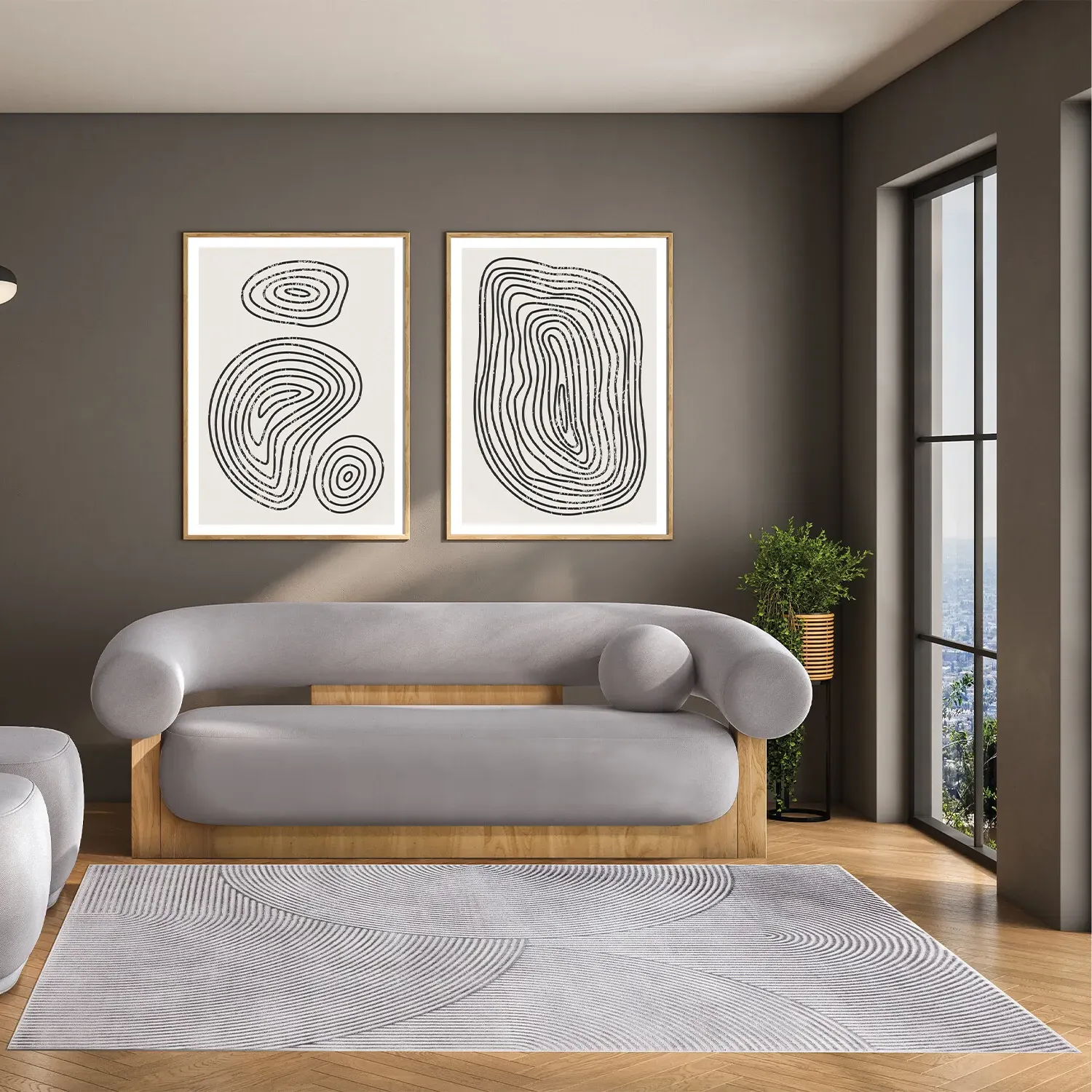 Avery Arch Rug - Charcoal