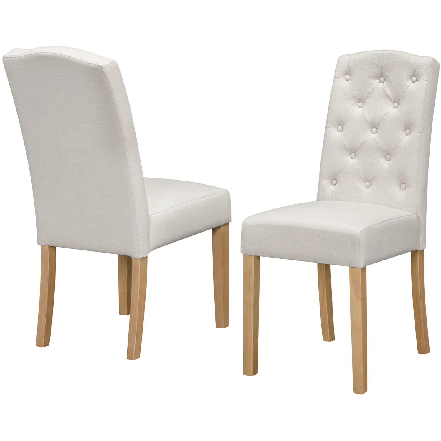 Avesbury Buttoned Dining Chairs Set of 2 - Cream, Linen