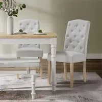 Avesbury Buttoned Dining Chairs Set of 2 - Cream, Linen