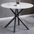 Avesta 4-Seater Round Dining Table - White, Marble Effect