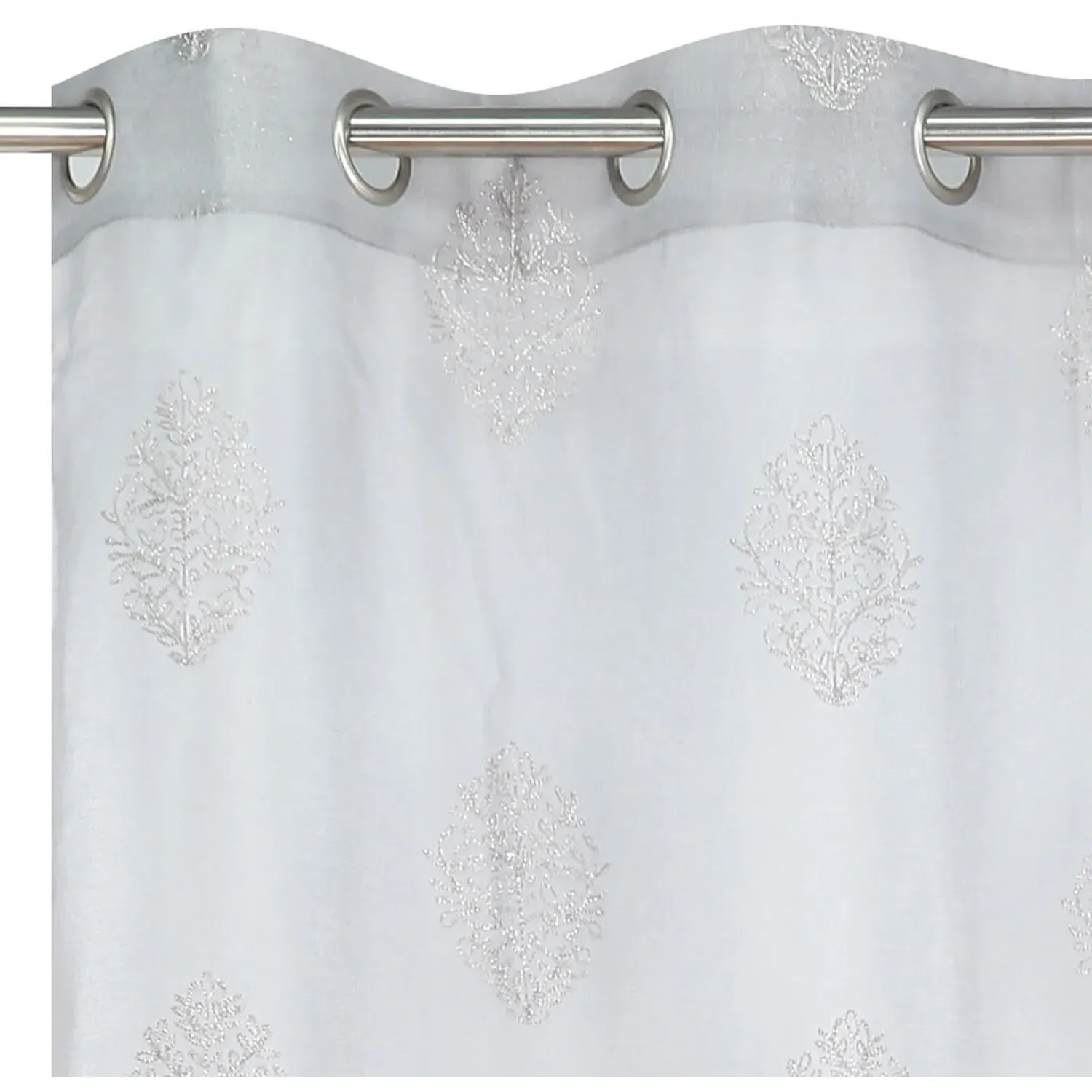 Aviemore Embroidered Voile Curtain - Grey