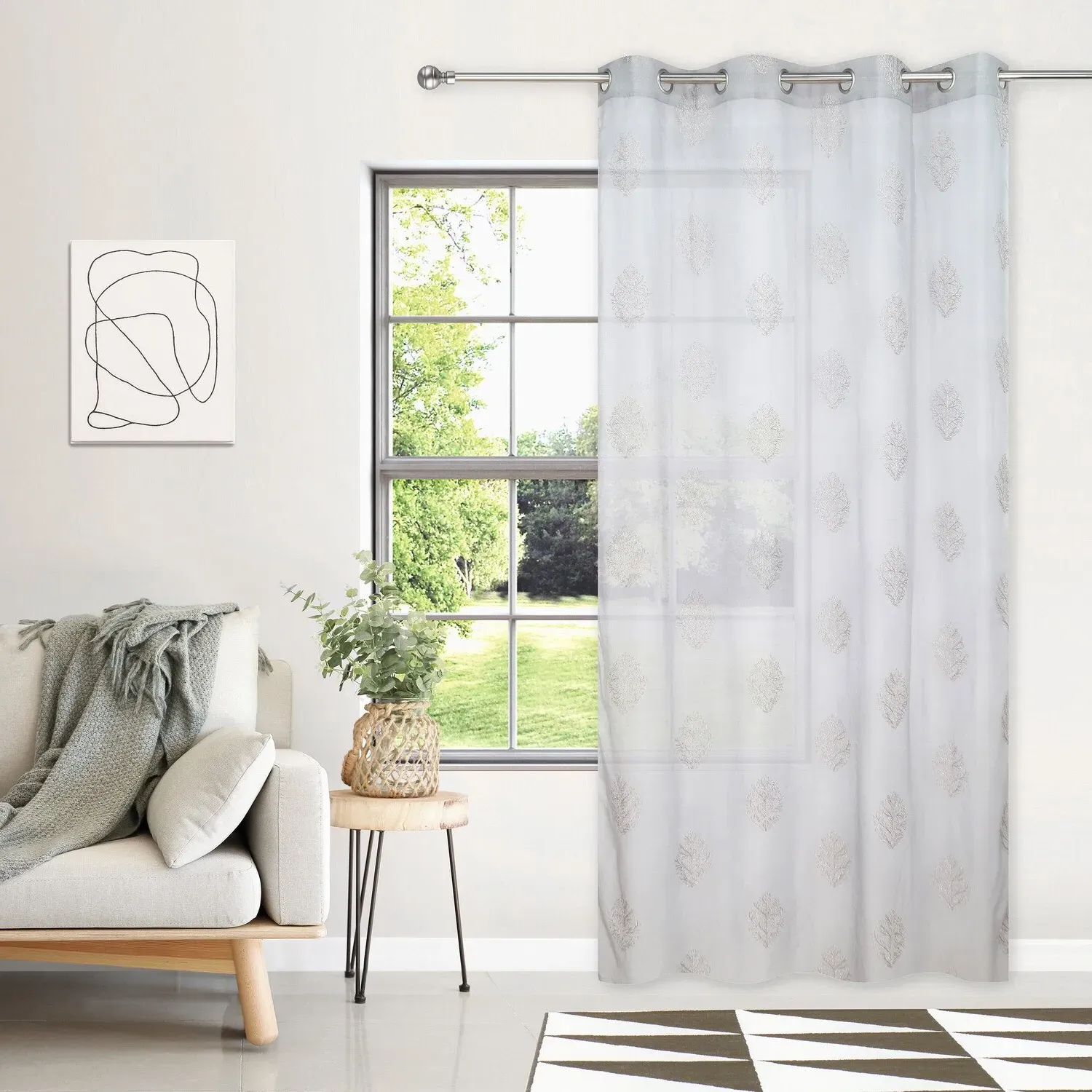 Aviemore Embroidered Voile Curtain - Grey image
