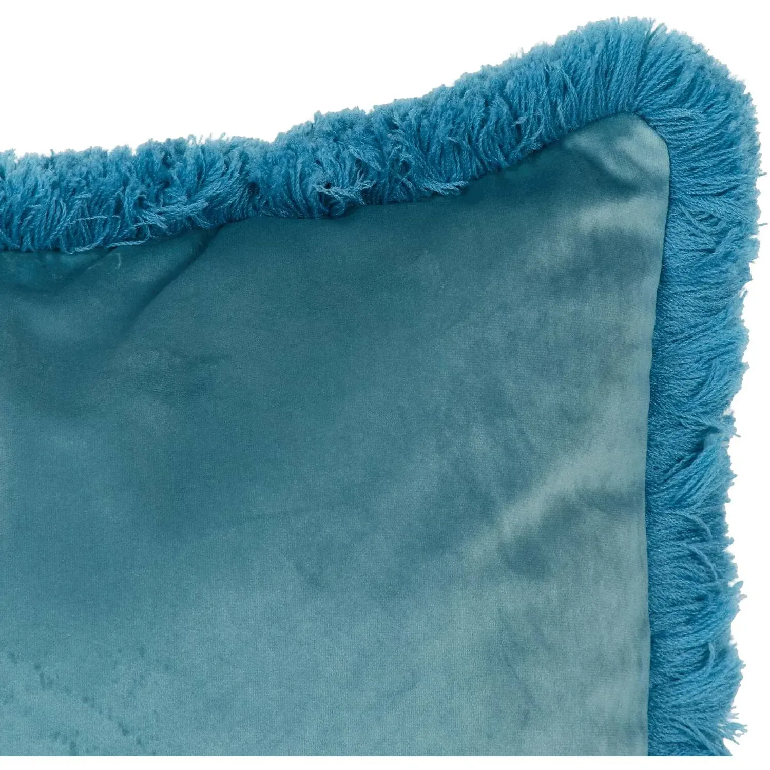 Axton Velvet Fringed Cushion - Teal