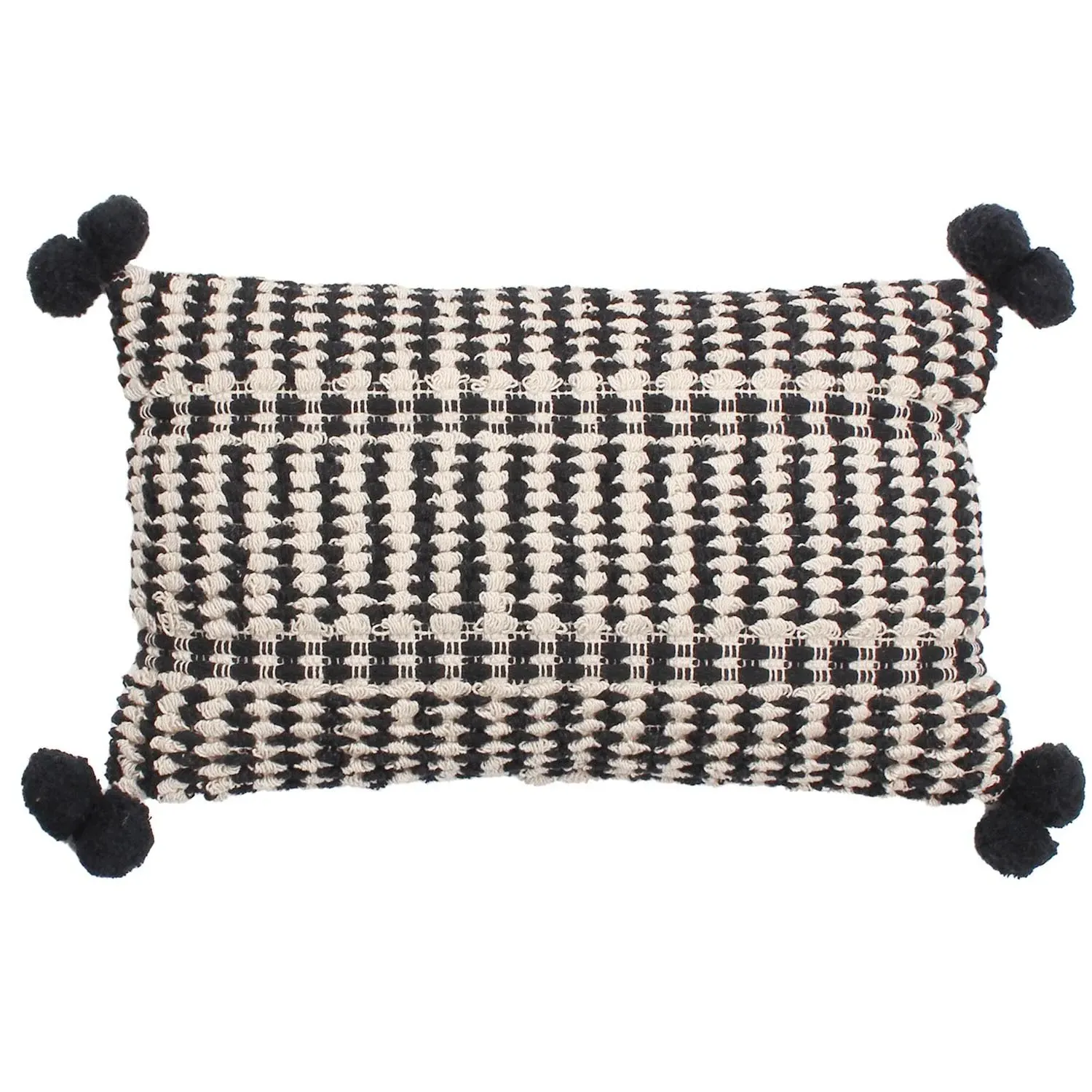 Ayaan Pom Pom Cushion - Black