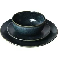 Ayano 12 Piece Reactive Glaze Dinner Set - Black