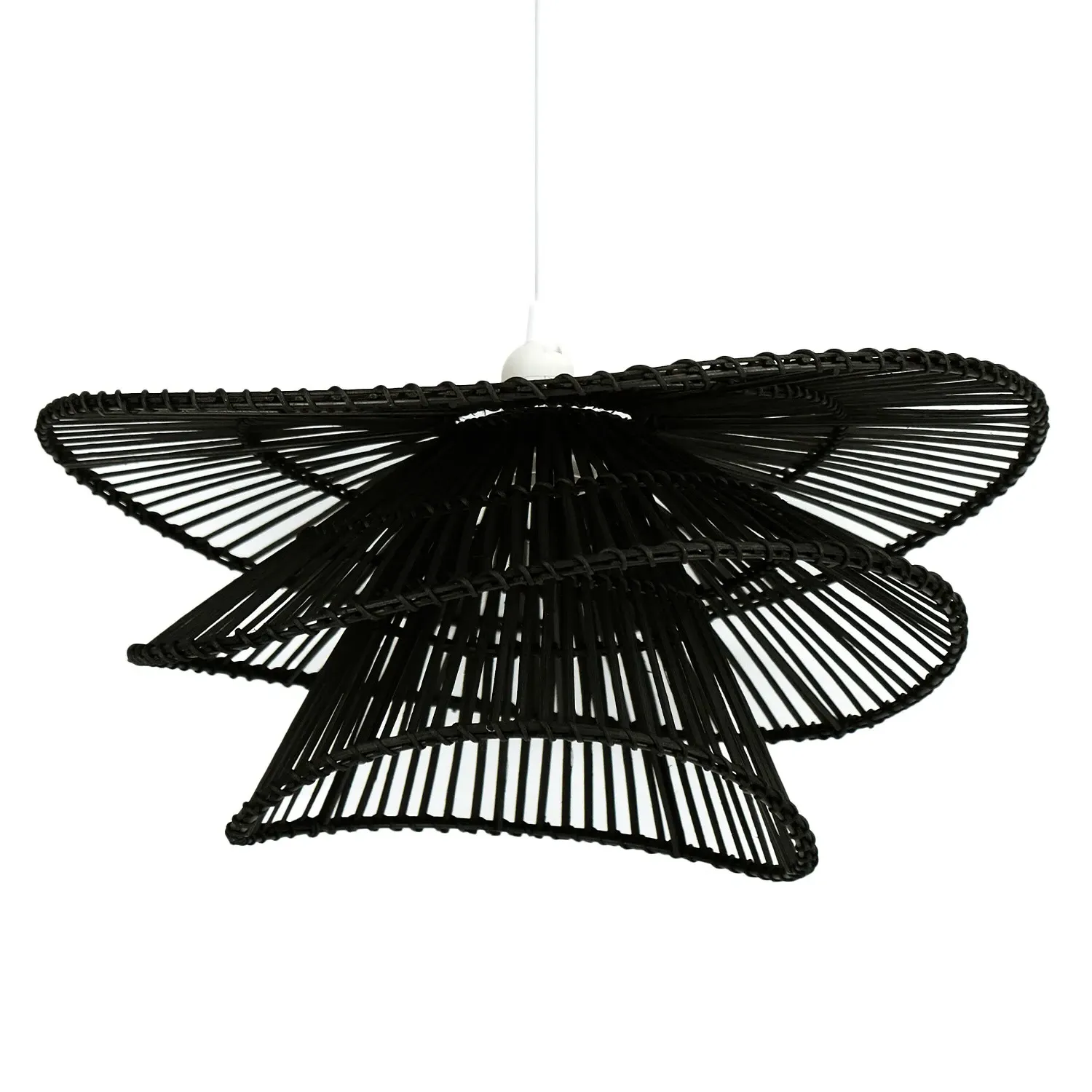 Azara 3-Tier Rattan Effect Shade - Black