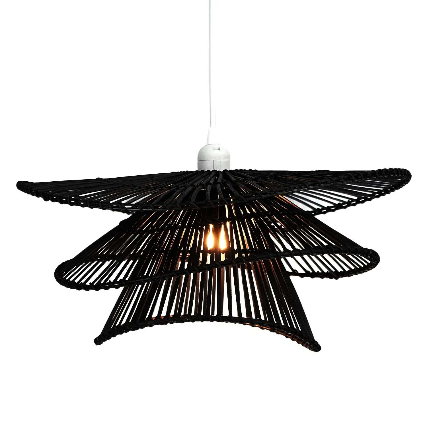 Azara 3-Tier Rattan Effect Shade - Black