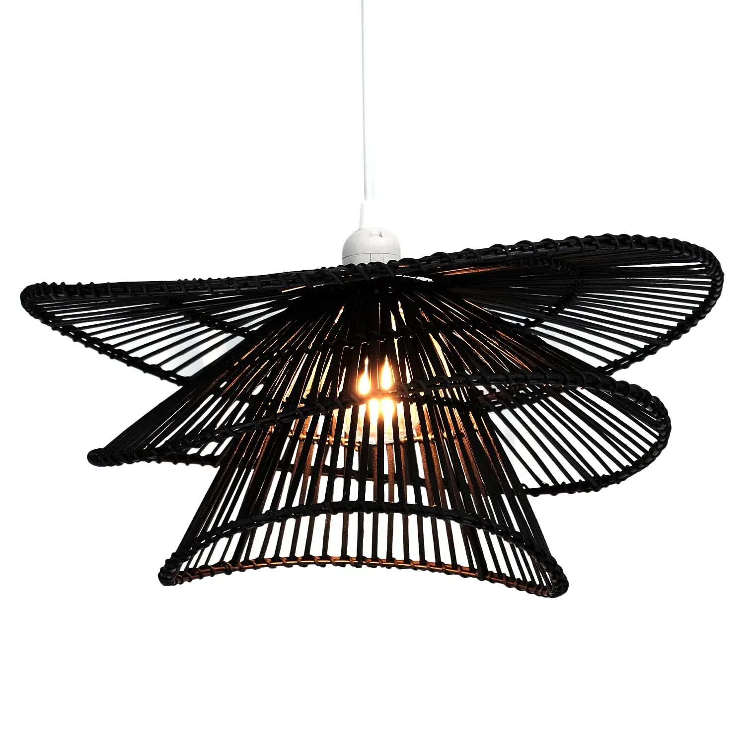 Azara 3-Tier Rattan Effect Shade - Black