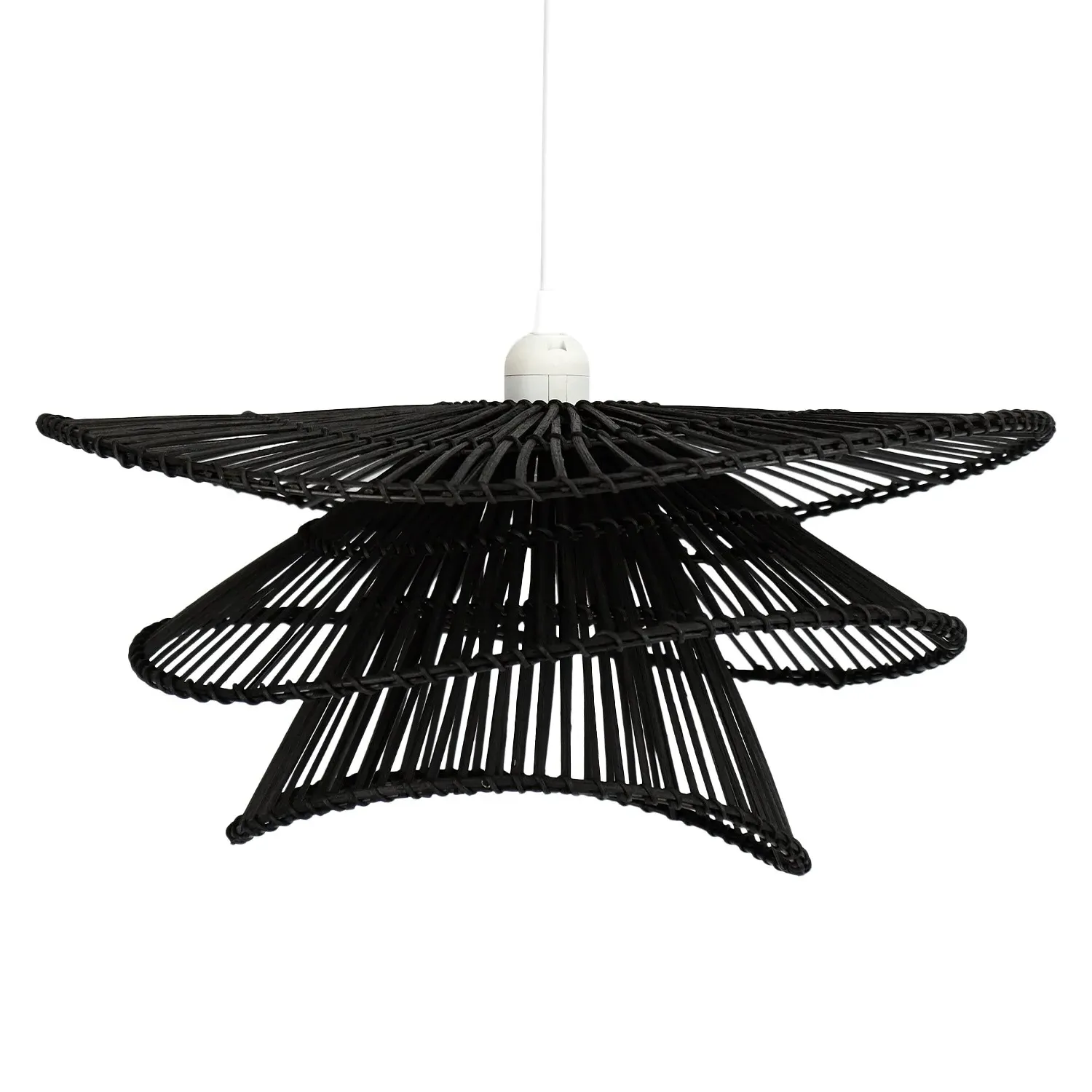 Azara 3-Tier Rattan Effect Shade - Black