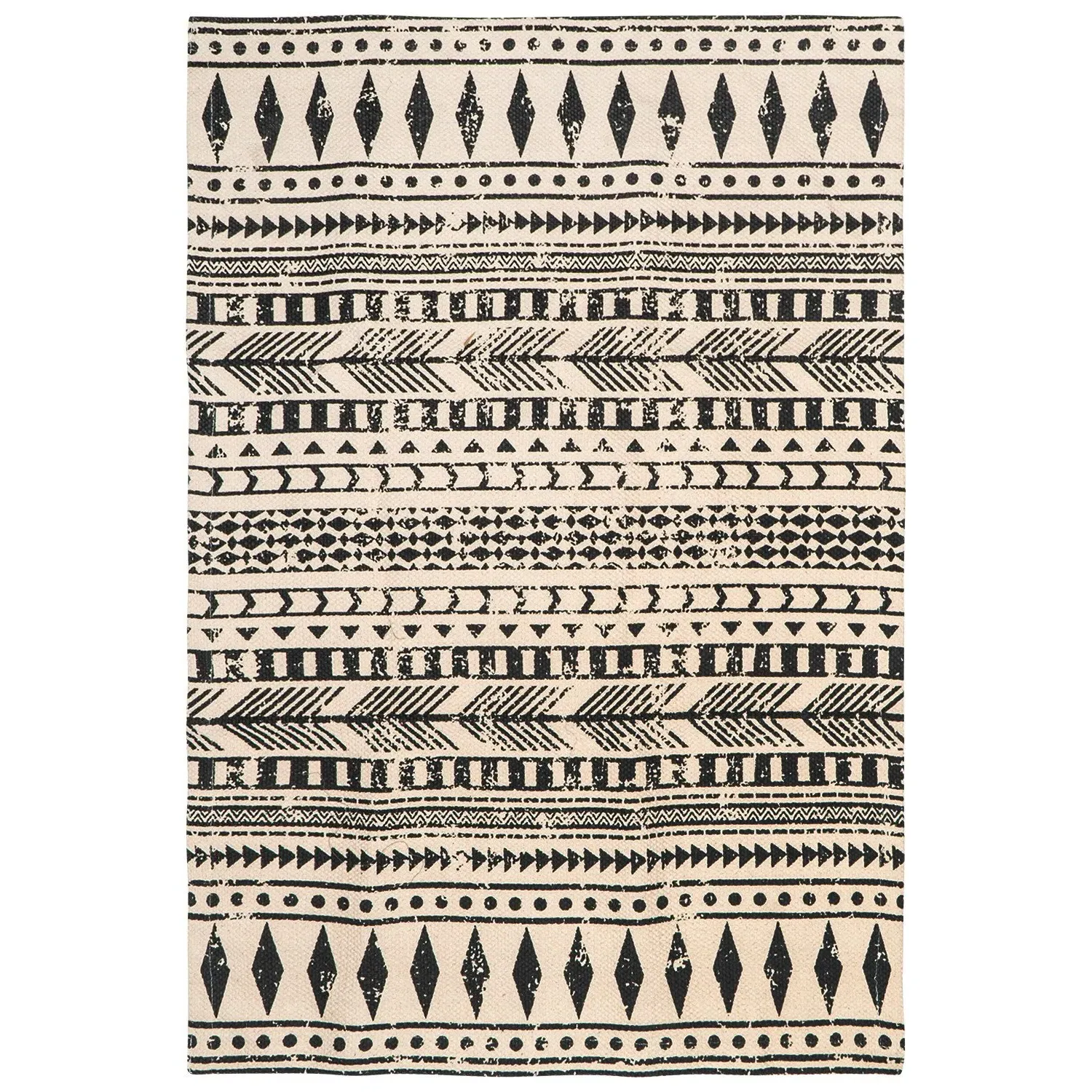 Aztec Entriee Rug 90cm - Black, Cotton image