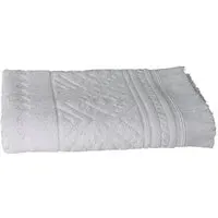 Aztec Fringe Bath Towel - White, Cotton