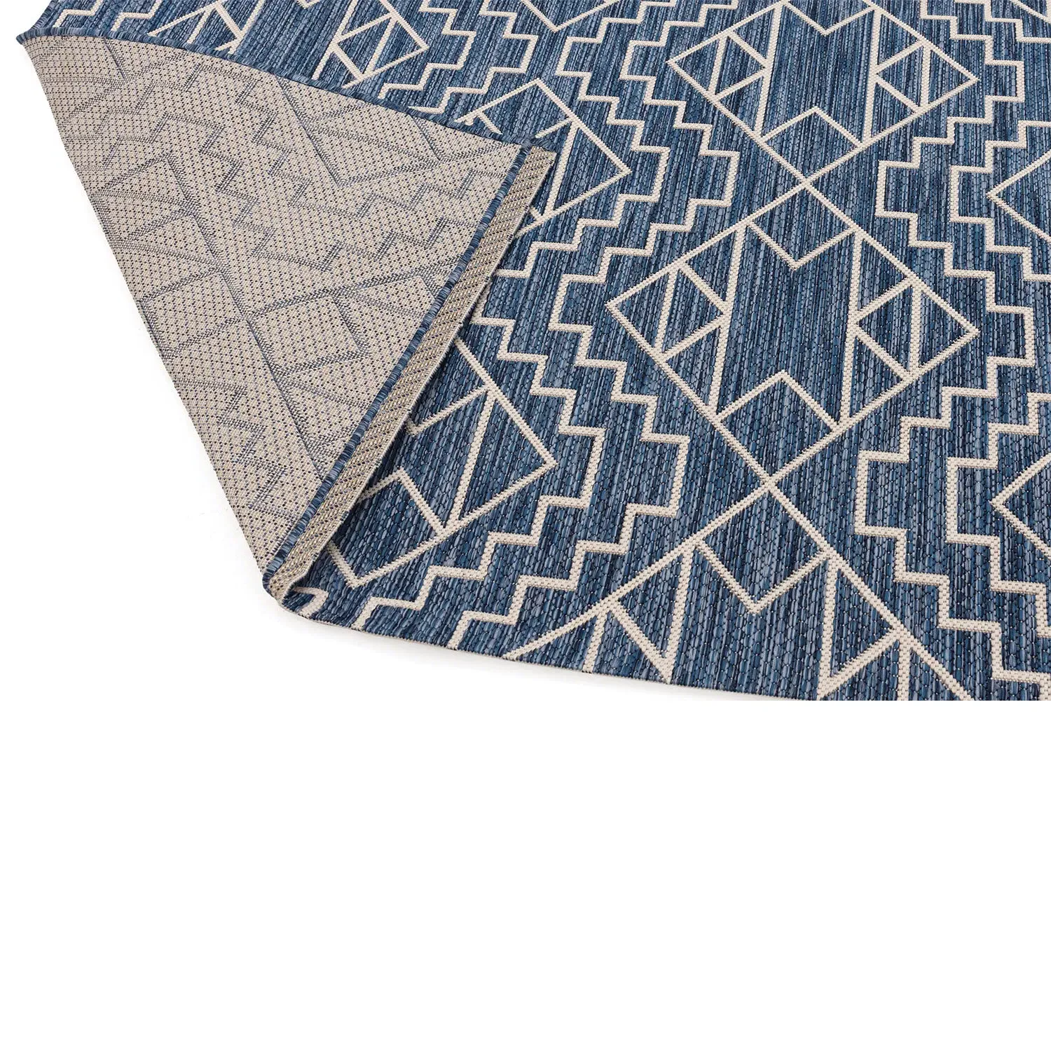 Aztec Indoor Outdoor Rug 120cm - Blue, Polypropylene