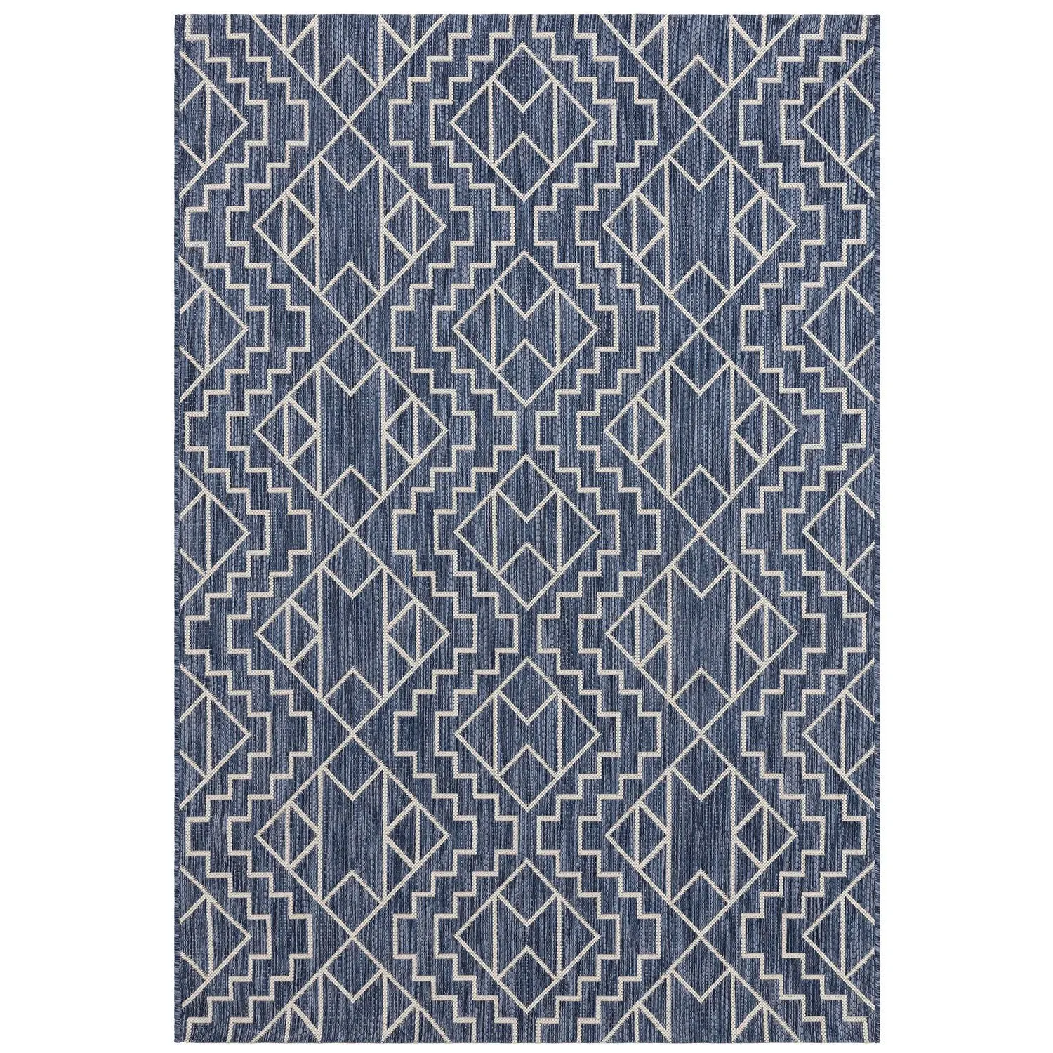 Aztec Indoor Outdoor Rug 120cm - Blue, Polypropylene image