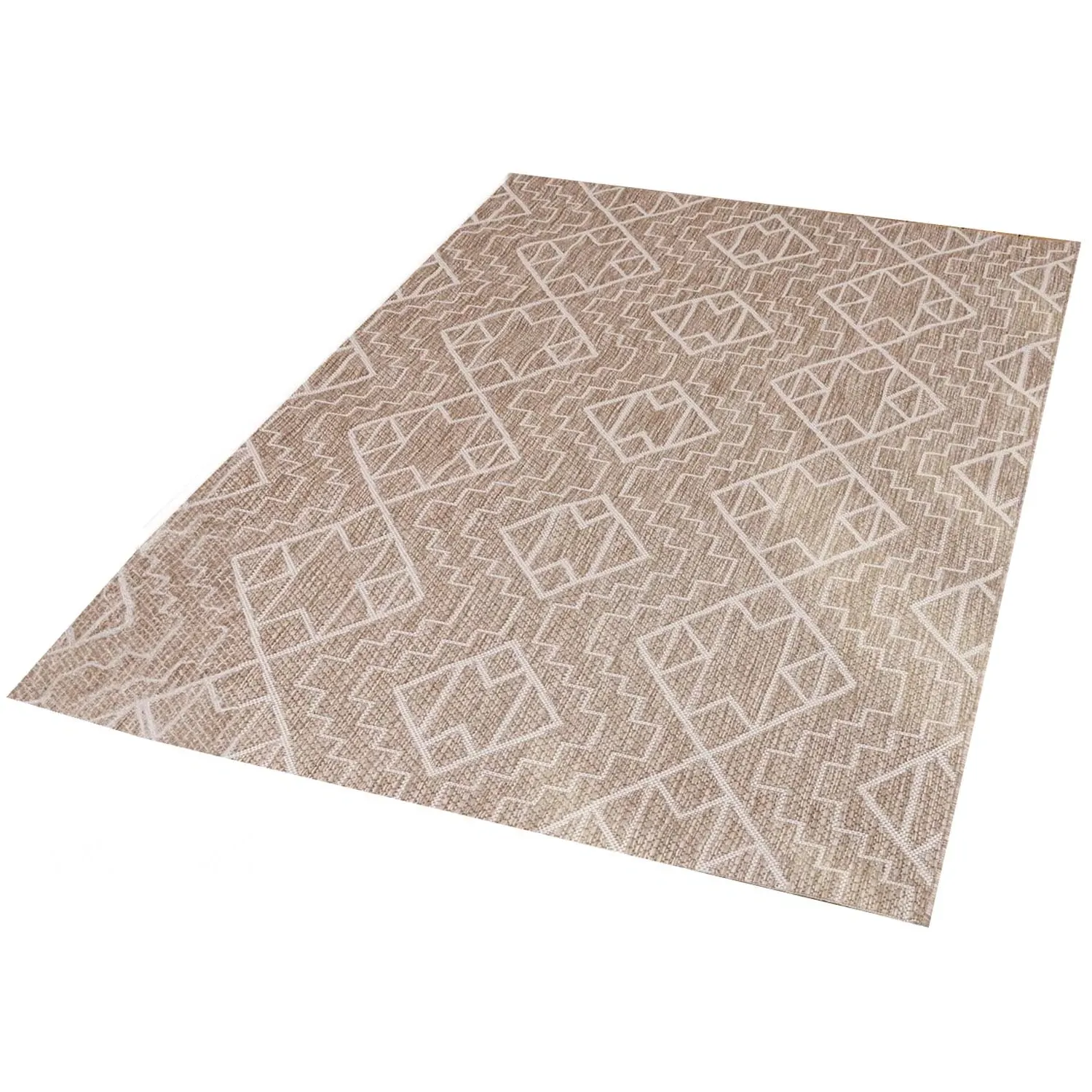 Aztec Indoor Outdoor Rug 160cm - Beige, Polypropylene