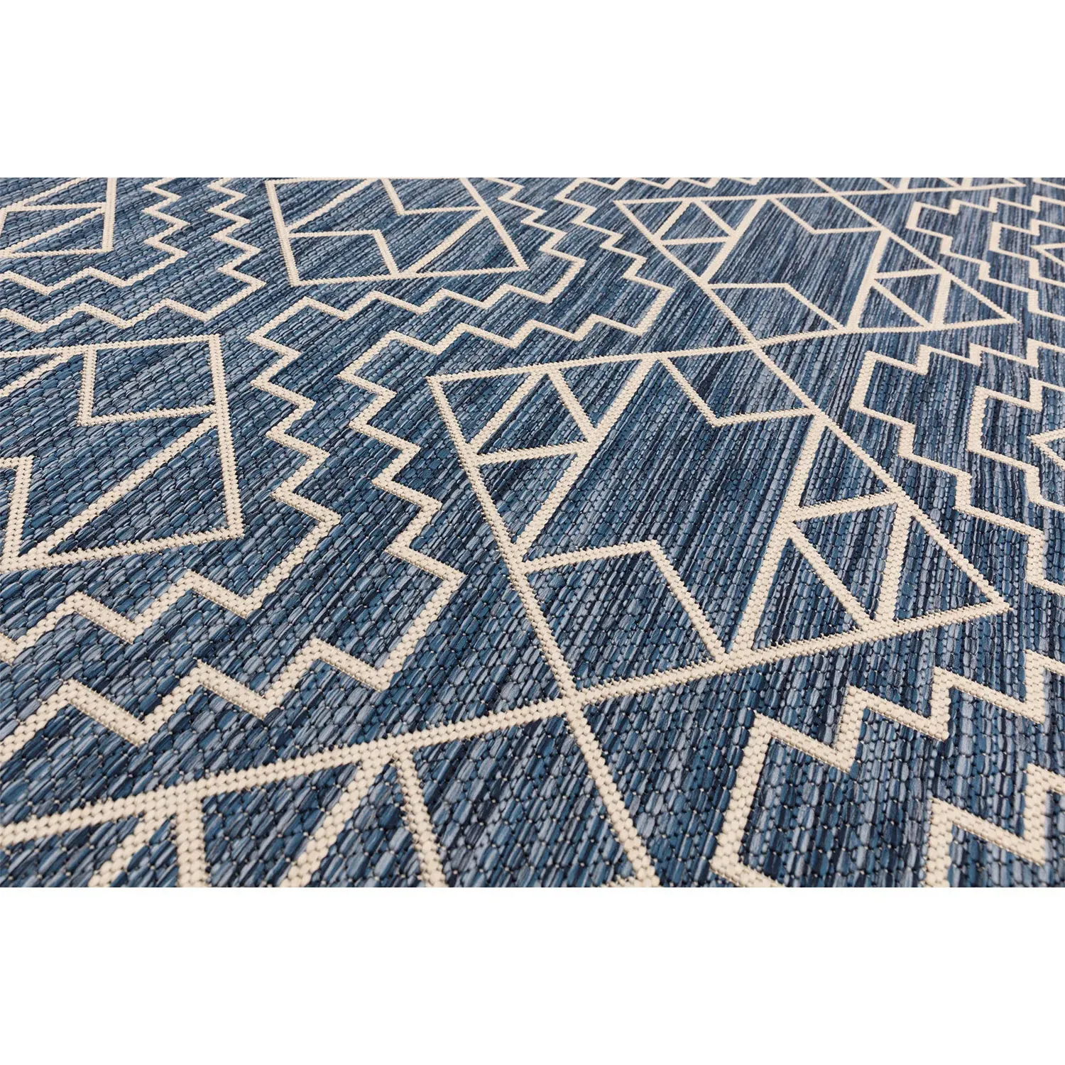 Aztec Indoor Outdoor Rug 160cm - Blue, Polypropylene