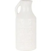 Aztec Jug Shaped Ceramic Vase - White