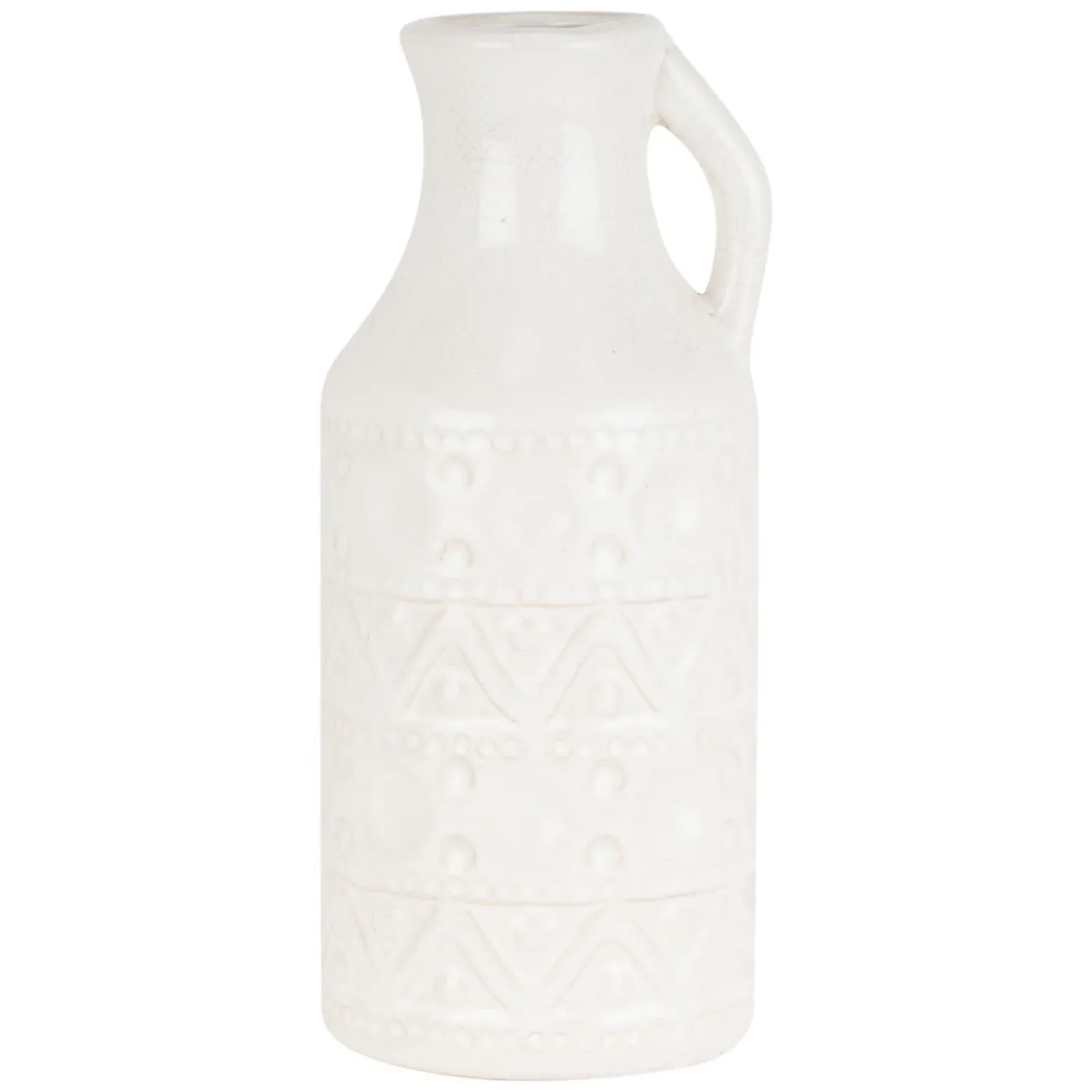 Aztec Jug Shaped Ceramic Vase - White