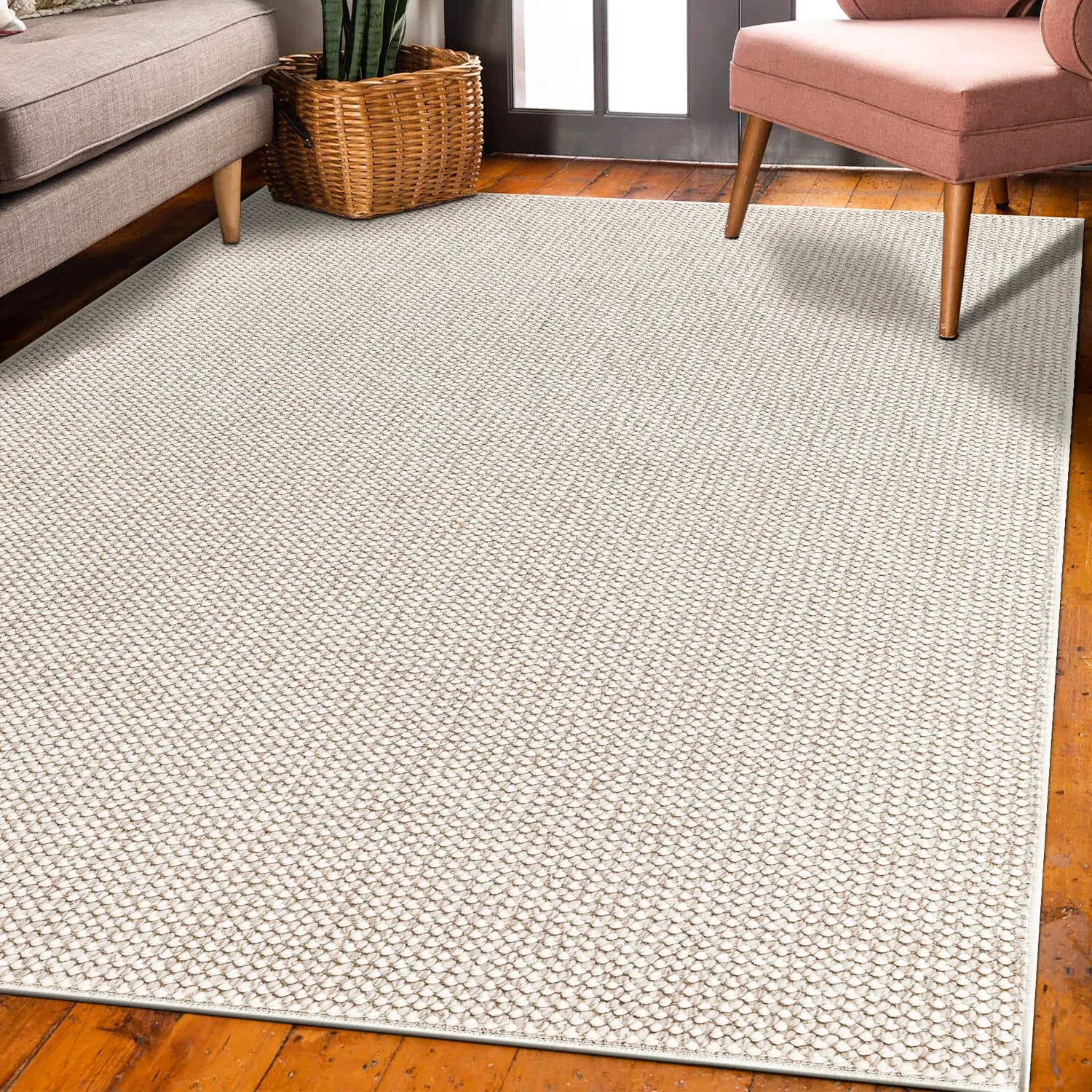 Azura 160cm Texture Rug - Beige