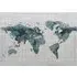 Azure Embossed Foil World Map Wall Art - Blue
