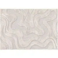Bailey Abstract Curve Rug 120cm - Grey and Natural