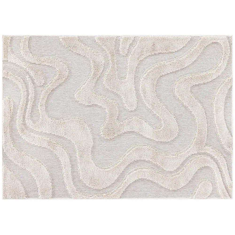 Bailey Abstract Curve Rug 120cm - Grey and Natural image