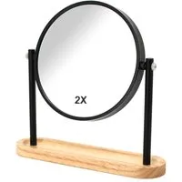 Bamboo Cosmetic Mirror with Magnification - Black