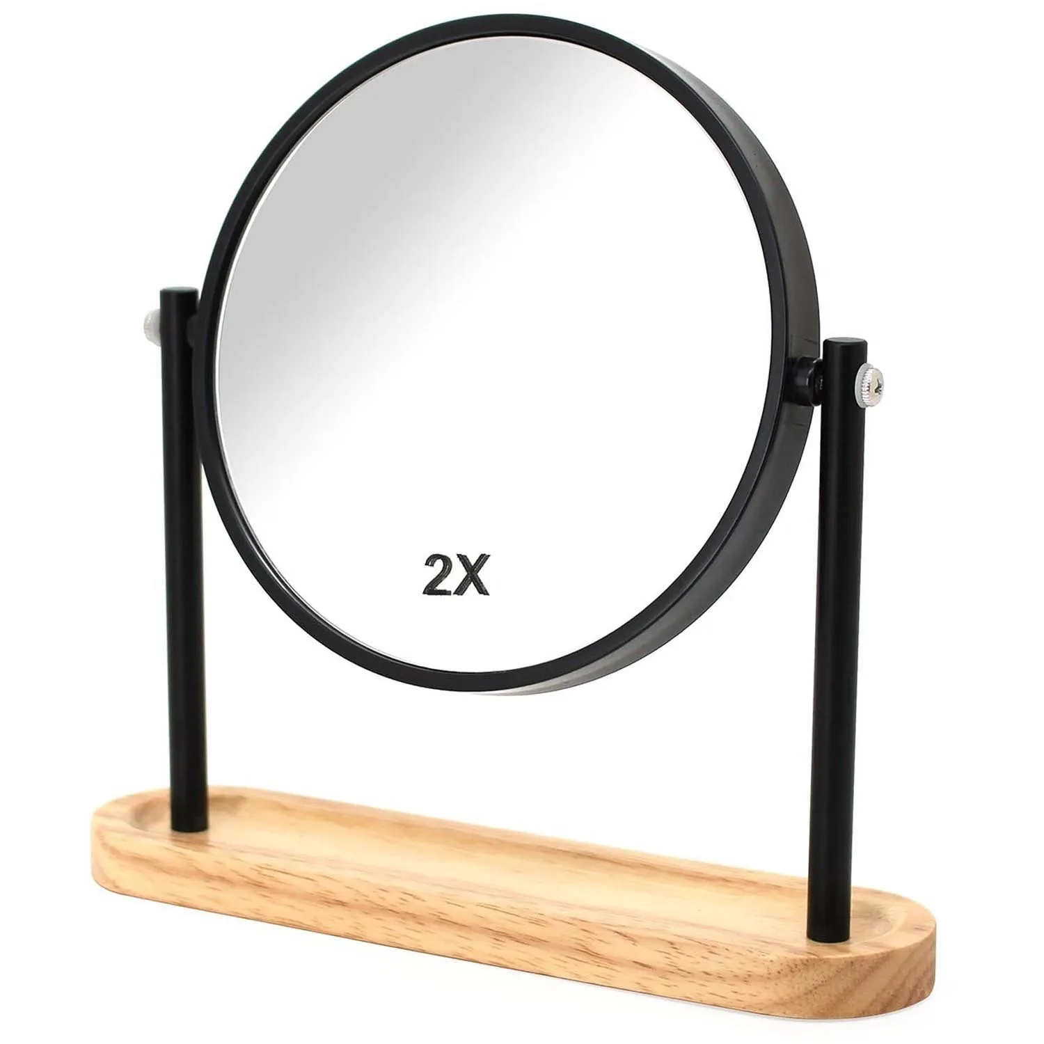 Bamboo Cosmetic Mirror with Magnification - Black image